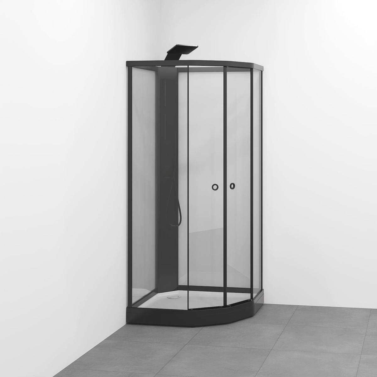 Duschkabin Flow kab Semi Med Blandare 71x91, Macro - MACRO DUSCHKABIN FLOW SEMI INFBL 71X91 S KL