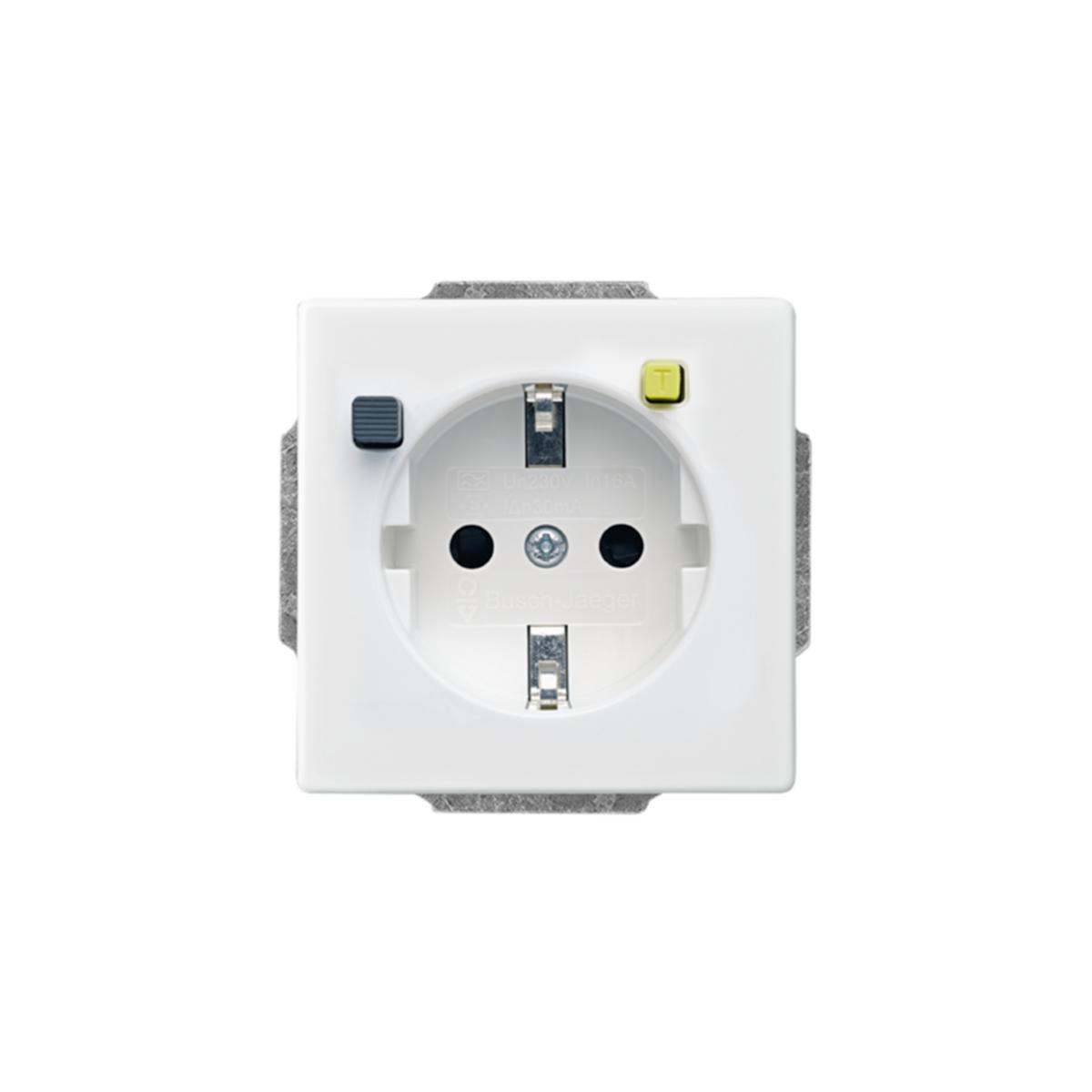 Vägguttag 1-vägs jordat med jordfelsbrytare Impressivo, ABB - UTTAG 1-V M JFB INF VIT 30MA 3120EUC-84