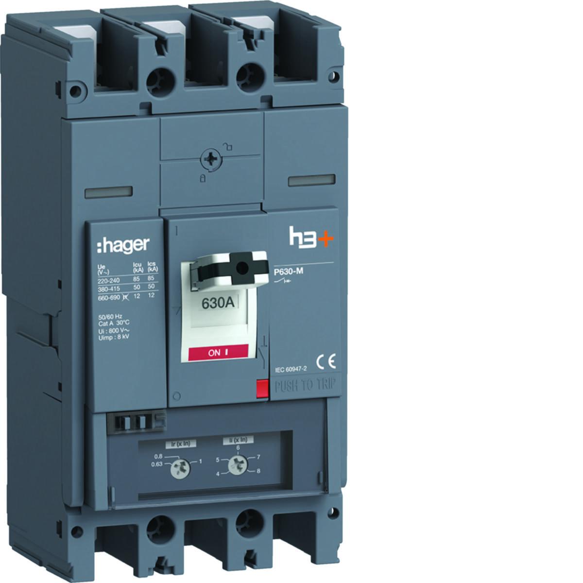 Effektbrytare h3+ P630 - EFFEKTBRYTARE TM 3X630A 50KA HMW630DE10