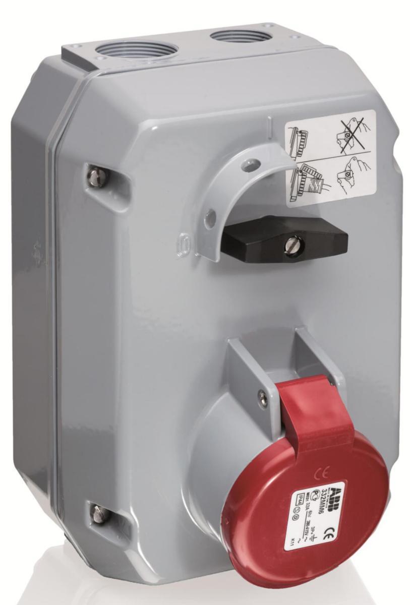 Blocked wall socket, IP 44, 16-125 A, ABB - BLOCKED WALL SOCKET 32A IP44 432MM6
