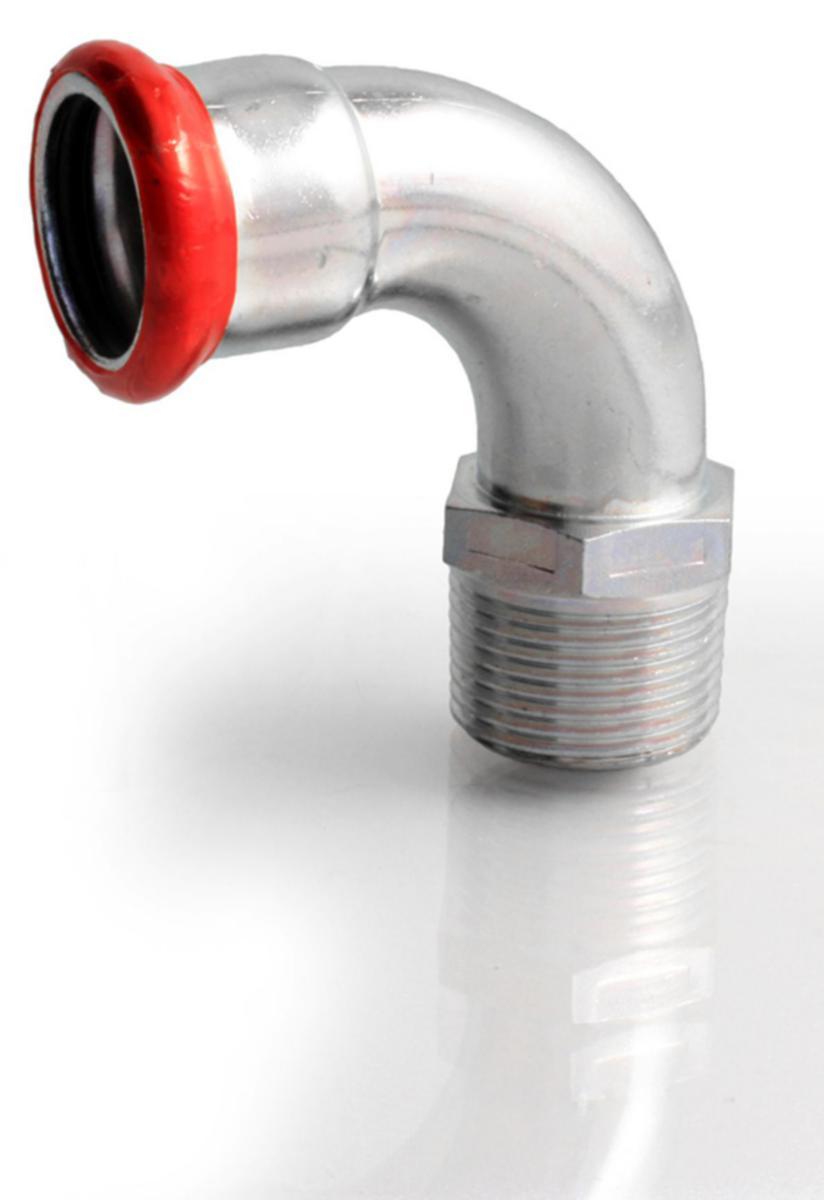 Bend 90° Type M with socket/external thread, electro-galvanized, a-collection - 15R10 ELBOW 90° M CARBON STEEL A-PRESS-MALE THREAD