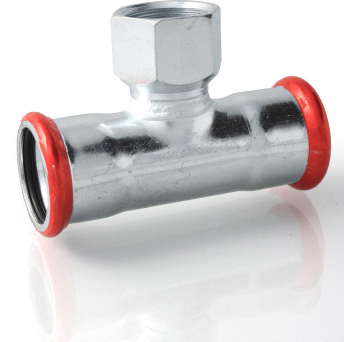 T-pipe type M, with internal thread branch, galvanized, A-press, a-collection - 12R10 TEE M CARBON STEEL A-PRESS-FEMALE THREAD