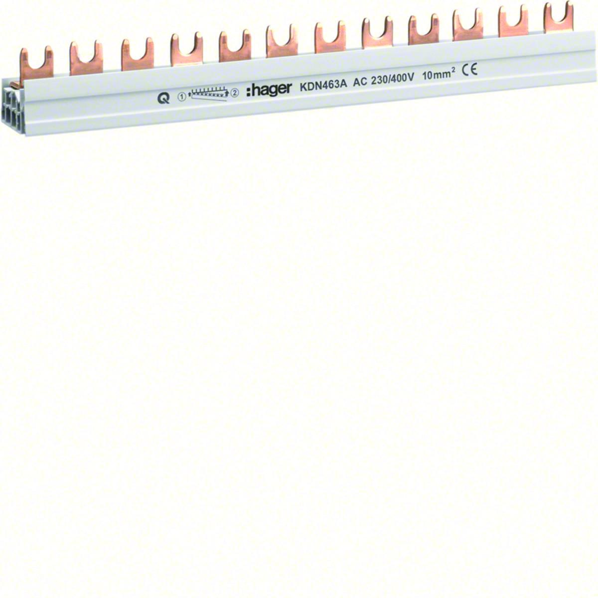 Phase rails 4-pole, KDN - 4-PHASE RAIL 12MOD FORK KDN463A