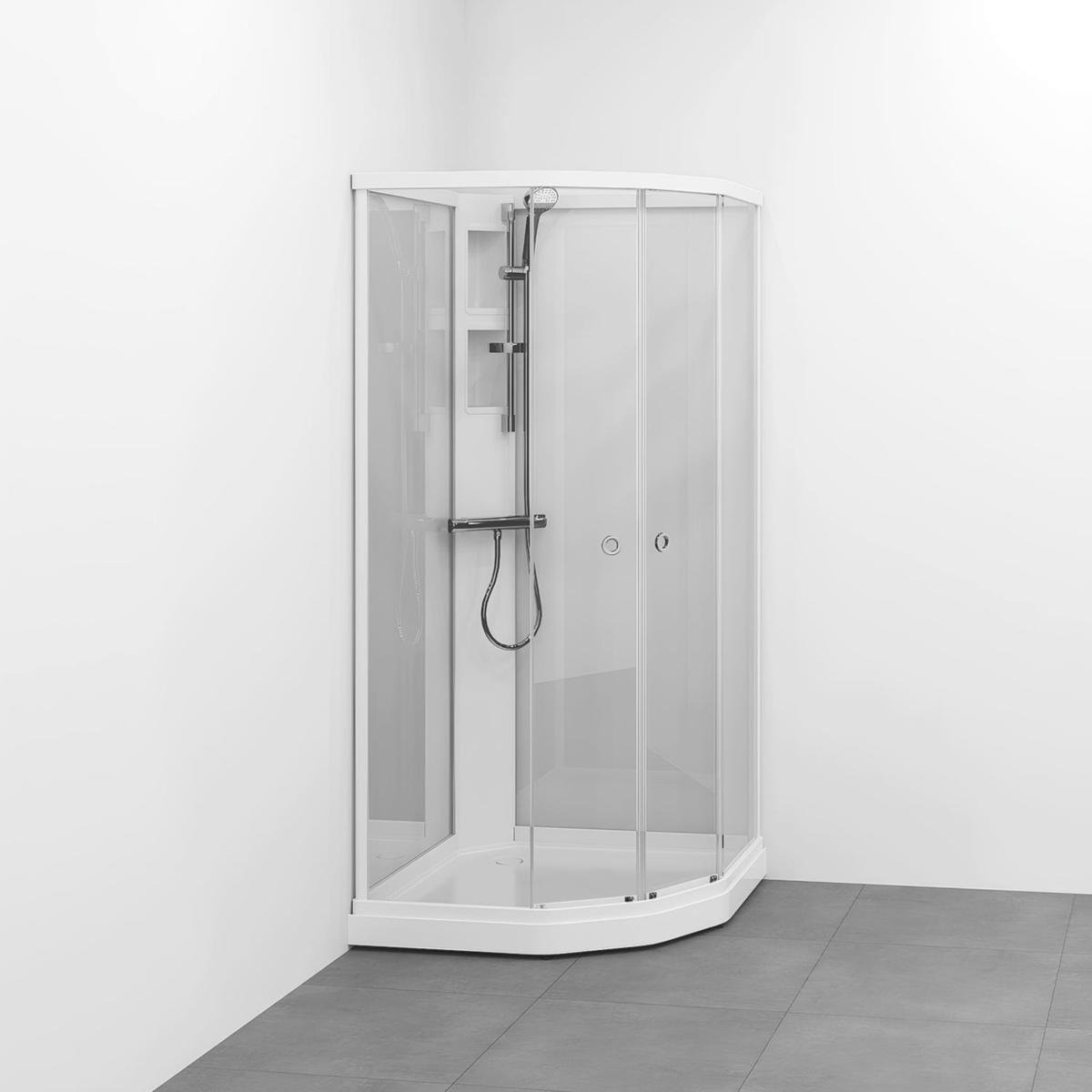 Duschkabin Flow kab Semi Med Blandare 81x81, Macro - MACRO DUSCHKABIN FLOW SEMI INKBL 81X81 V KL