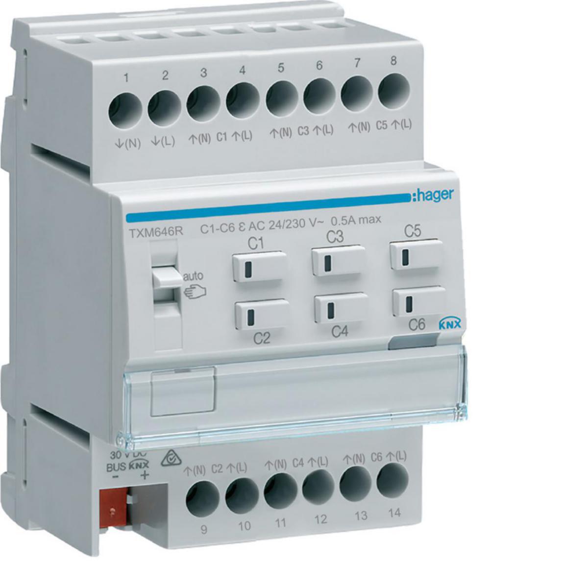 Värmeaktor med integrerad reglering 6-kanaler, easy-KNX - VÄRMEAKT 6-KN REGULAT EASY-KNX TXM646R
