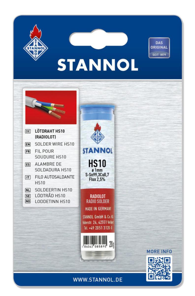 Lödtråd Stannol HS 10 BF - LÖDTRÅD STANNOL HS 10 BF 1.0MM 20G 940032 SB BLYFRI