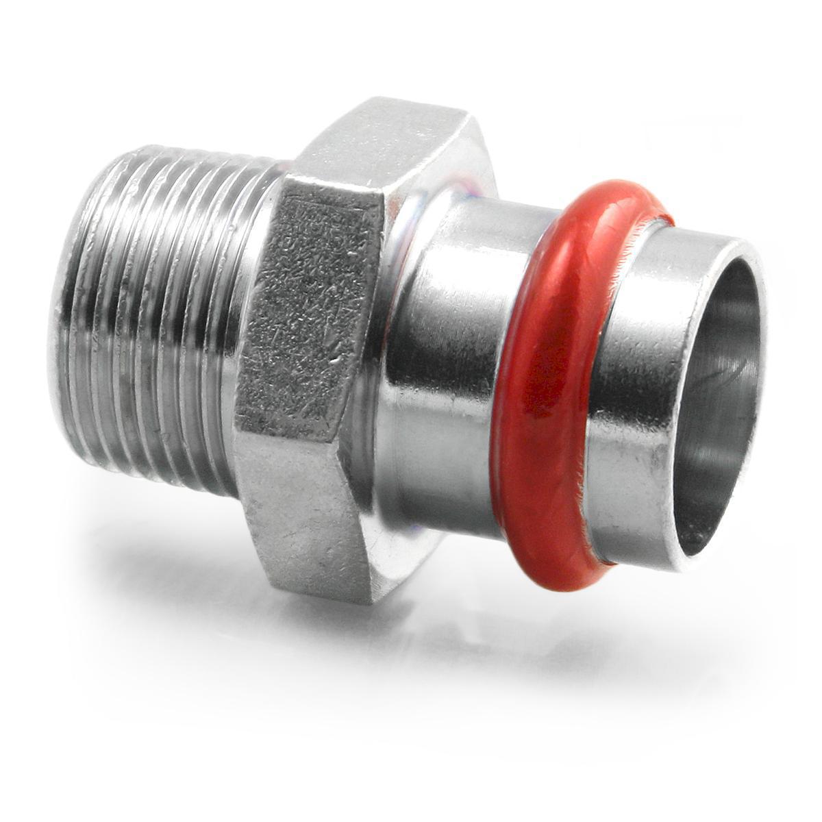 Transition sleeve with external thread type V, galvanized, A-press, a-collection - 28R25 ADAPTOR MALE THREAD A-PRESS V CARBON STEEL