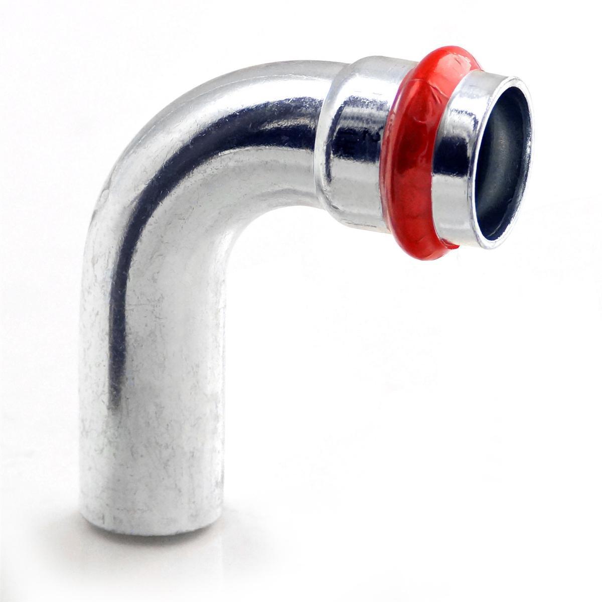 Bend 90° Type V with 1 socket, electro-galvanized, A-press, a-collection - 12 ELBOW 90° WITH PLAIN END V CARBON STEEL A-PRESS