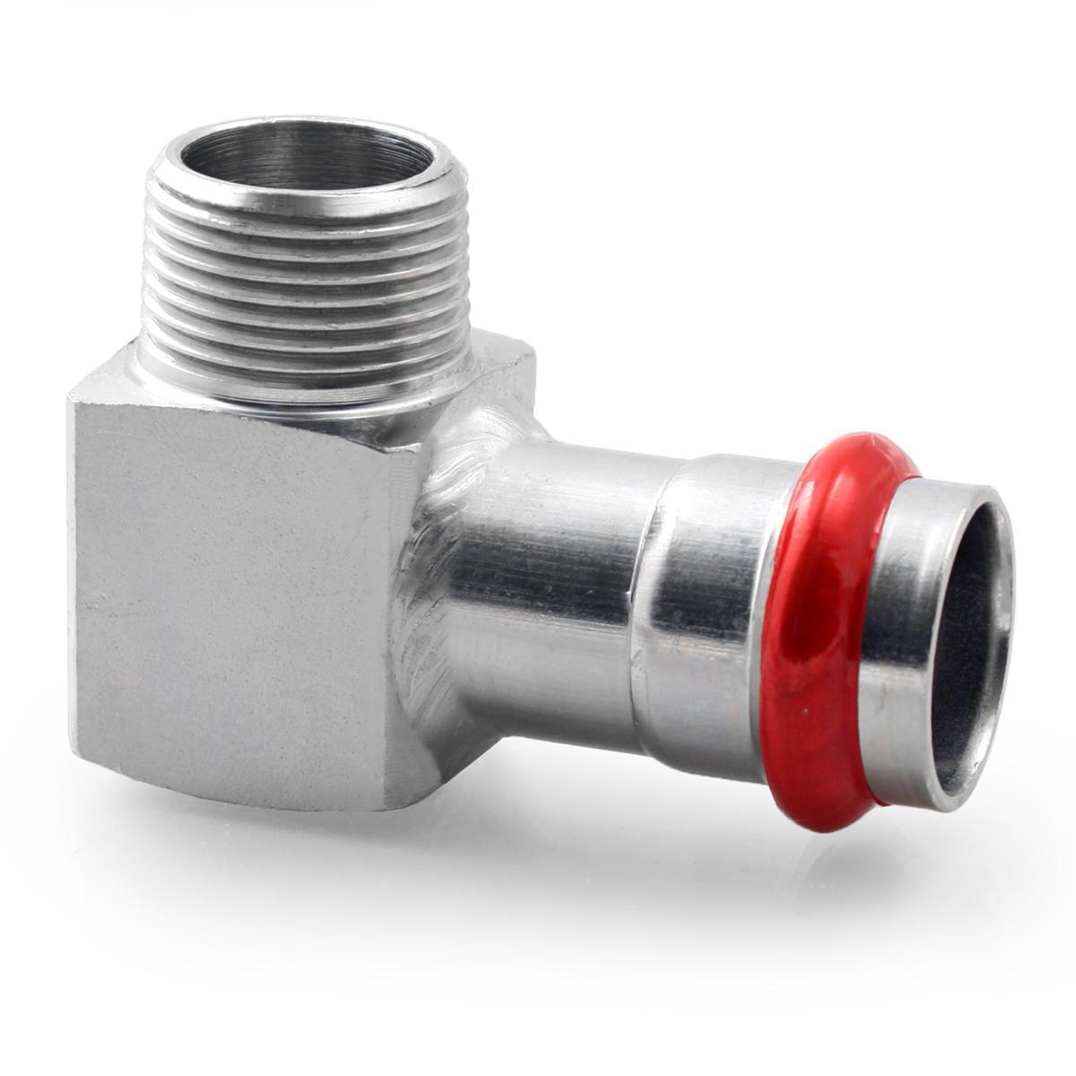 Angle 90° external thread type V, galvanized, A-press, a-collection - 12G10 ELBOW 90° V CARBON STEEL A-PRESS-MALE THREAD