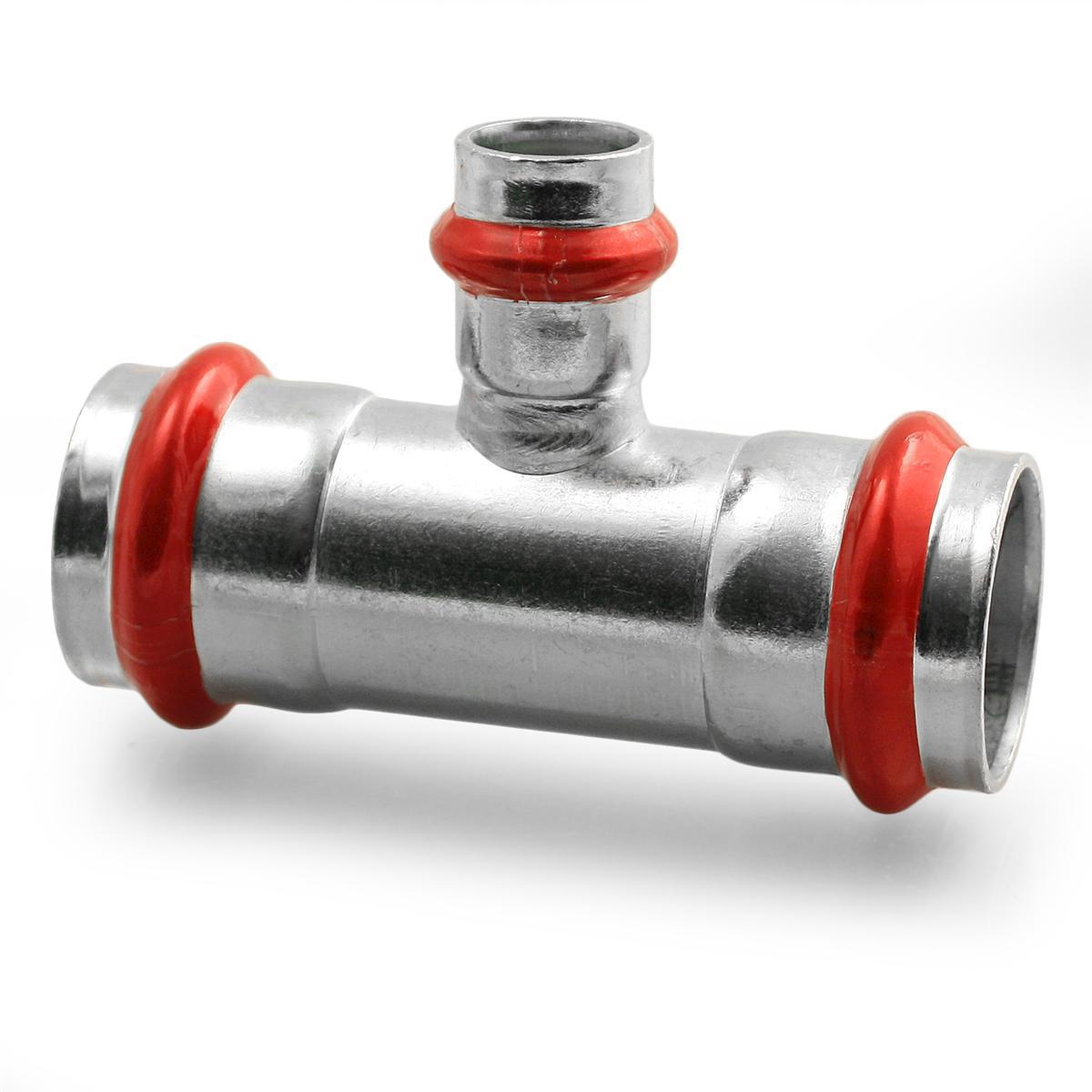 T-pipe type V, with reduced branch, galvanized, A-press, a-collection - 15-12 TEE REDUCED V CARBON STEEL A-PRESS