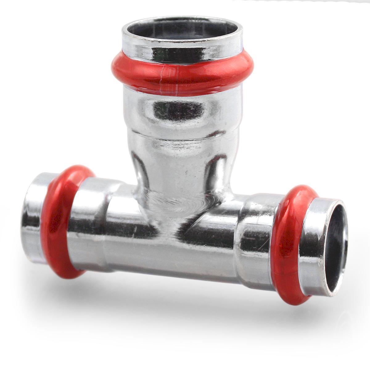 T-pipe type V with enlarged branch, galvanized, A-press, a-collection - 12-15 TEE ENLARGED V CARBON STEEL A-PRESS