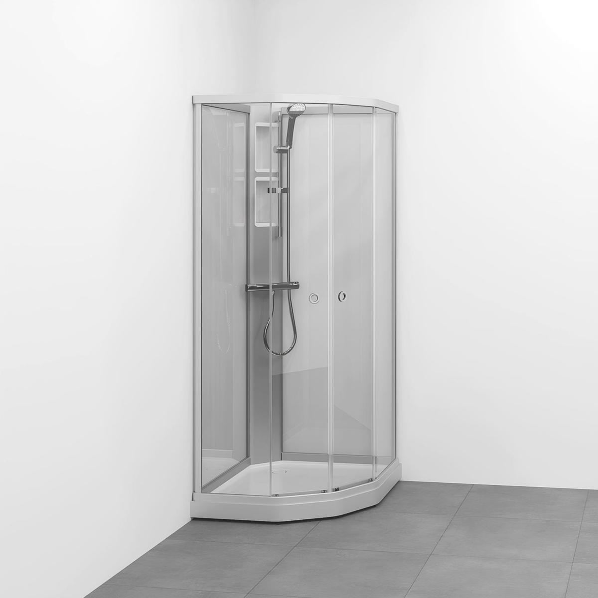 Duschkabin Flow kab Semi Med Blandare 81x91, Macro - MACRO DUSCHKABIN FLOW SEMI INFBL 81X91 S KL