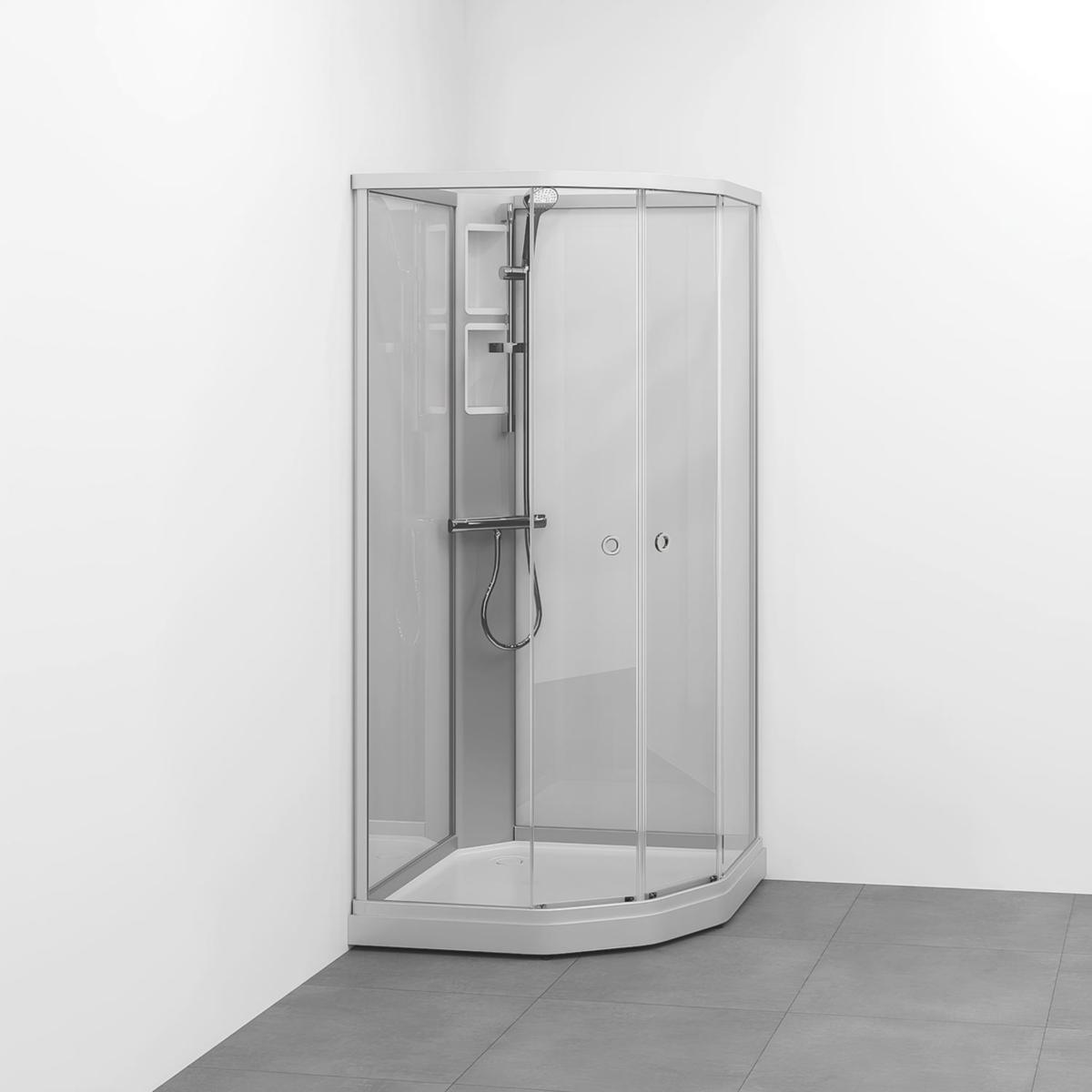 Duschkabin Flow kab Semi Med Blandare 81x81, Macro - MACRO DUSCHKABIN FLOW SEMI INFBL 81X81 S KL