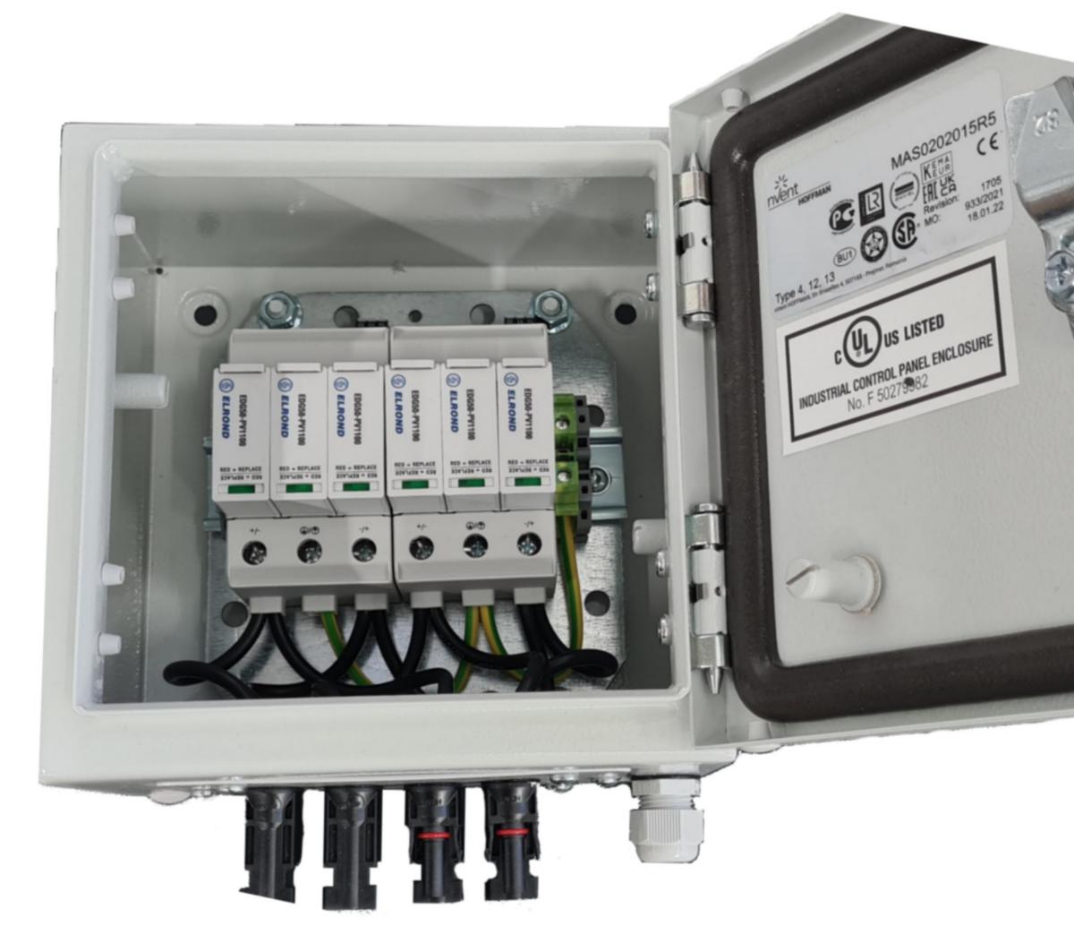 Solar cell protection DC sheet metal, 2 string - Surge Prot Box for PV