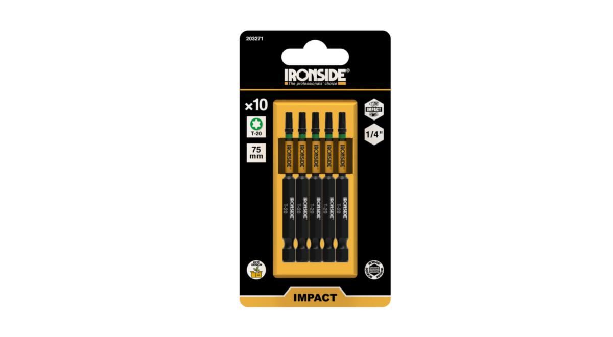 Kraftbits Ironside Torx långa 10-pack - KRAFTBITS IRONSIDE TX20 10-PACK 75MM 203271