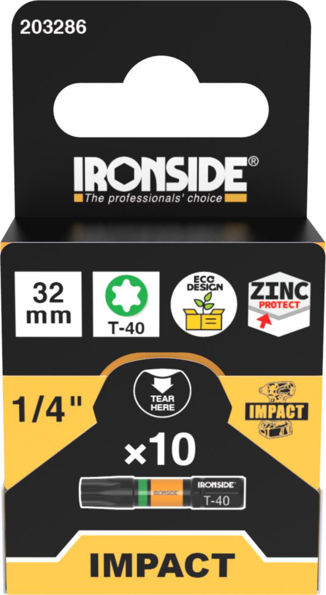 Impact bits Ironside Torx 10-pack - IMPACT BITS IRONSIDE TX40 10-PACK 32MM 203286