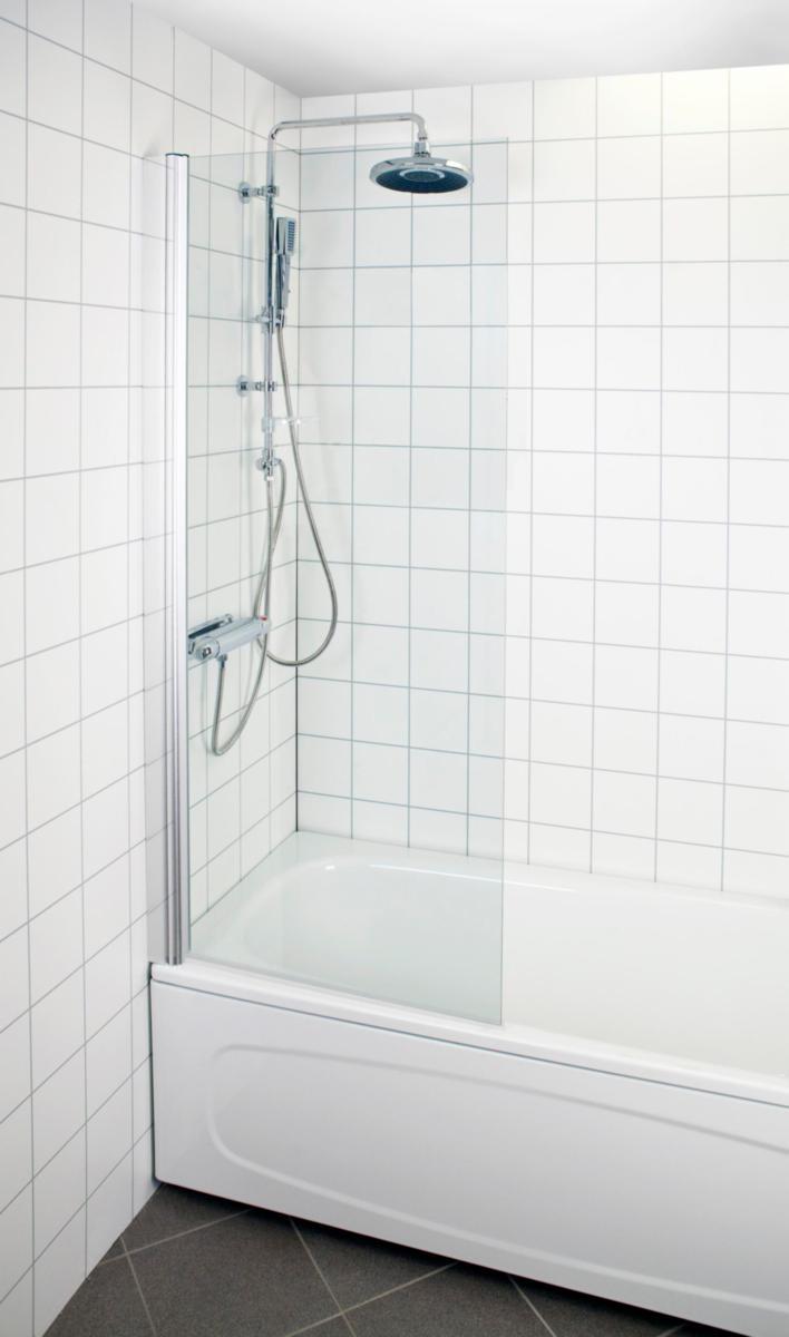 Bathtub wall, reversible, Arrow - ARROW BATHTUB WALL 80X150CM CLEAR GLASS/CROME, REVERSIBLE