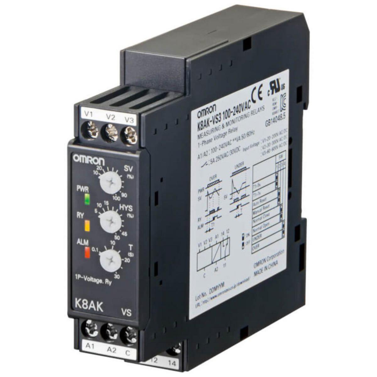 Spänningsrelä K8AK - SP RELÄ 1-150V 1VXL 100-240VAC K8AK-VS2 100-240VAC