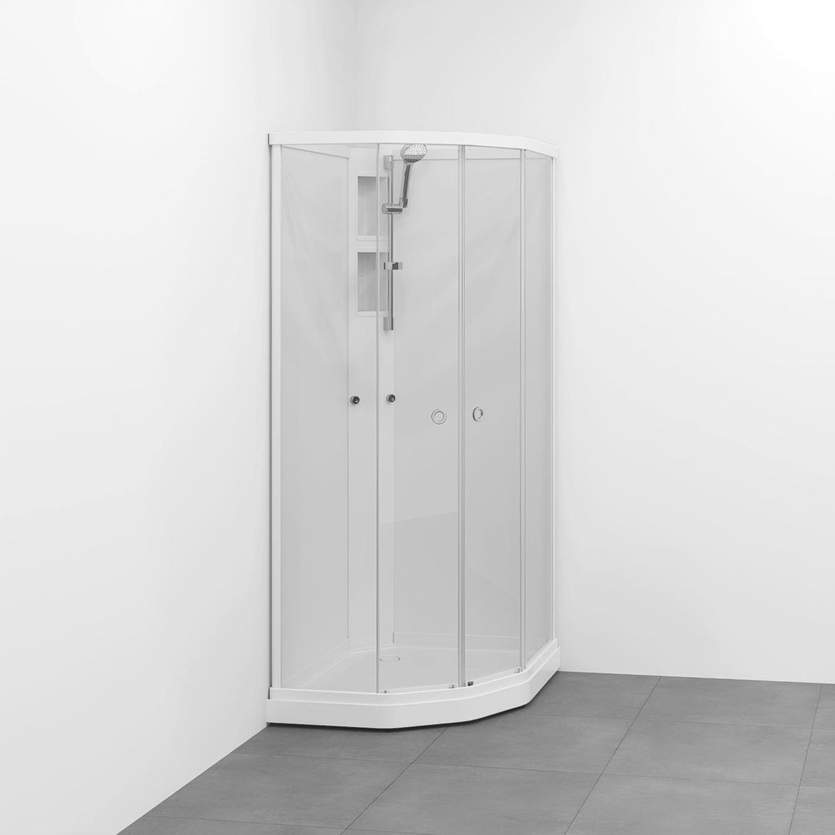 Duschkabin Flow kab Semi Utan Blandare 71x91, Macro - MACRO DUSCHKABIN FLOW SEMI UTPBL 71X91 V KLV