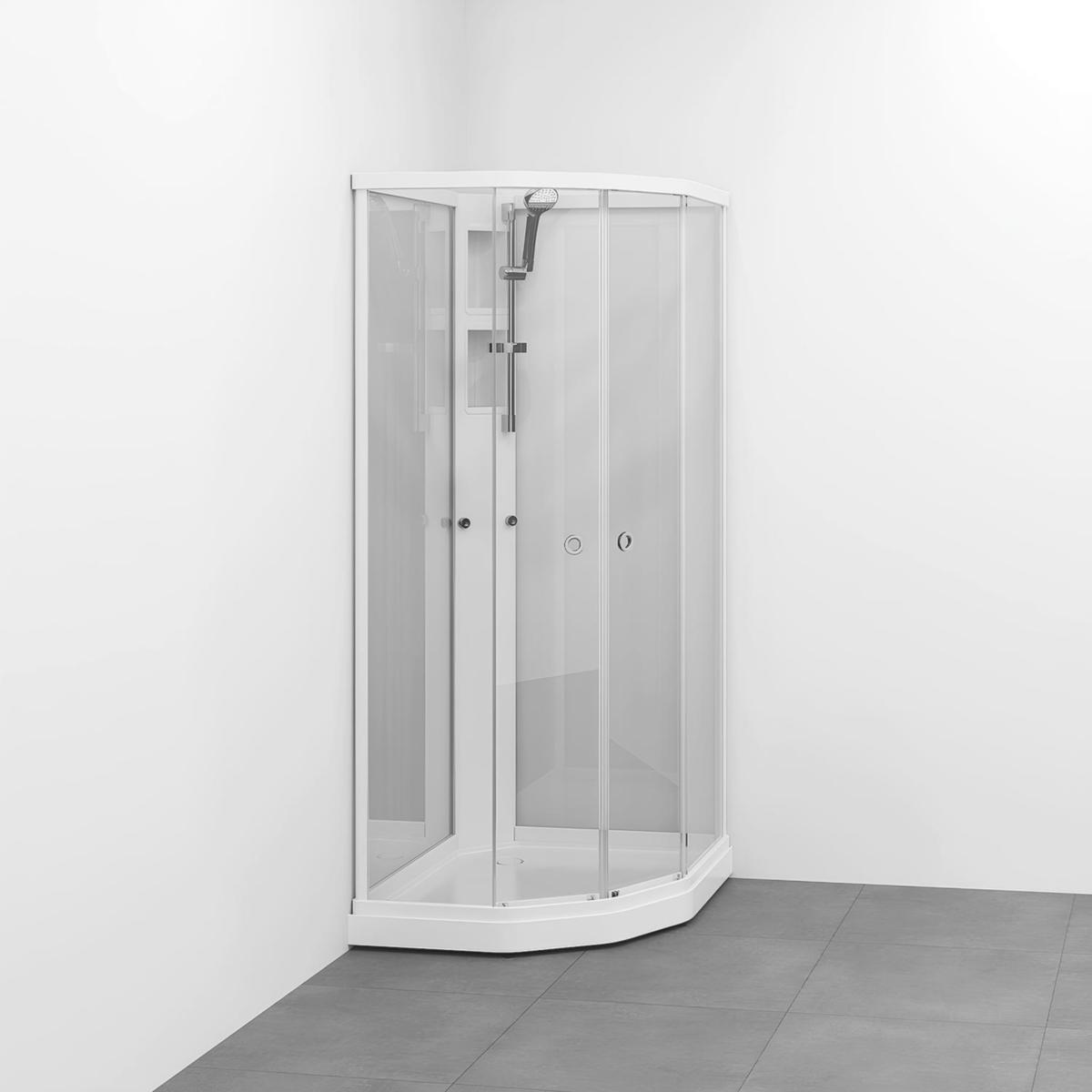 Duschkabin Flow kab Semi Utan Blandare 91x81, Macro - MACRO DUSCHKABIN FLOW SEMI UTPBL 91X81 V KL