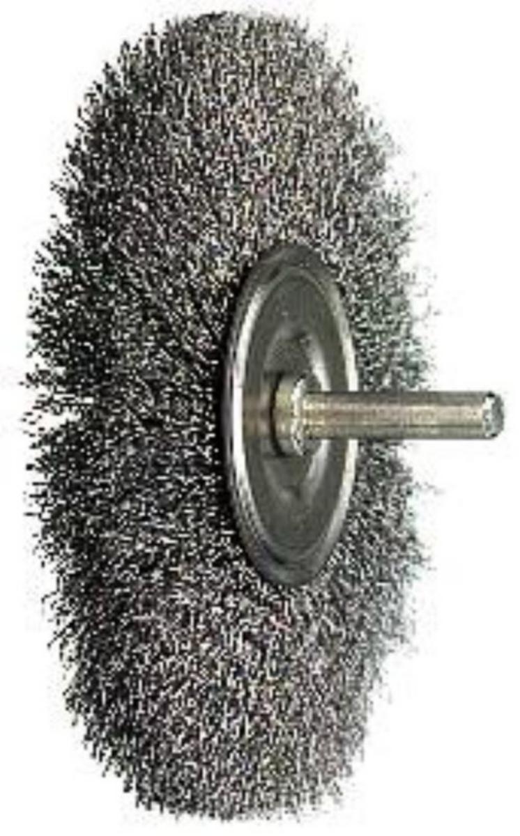 Circular brush Osborn worn stainless steel with shaft stud - WEEL BRUSH SHANK OSBORN D50/T6X10 0.20 SS WIRE