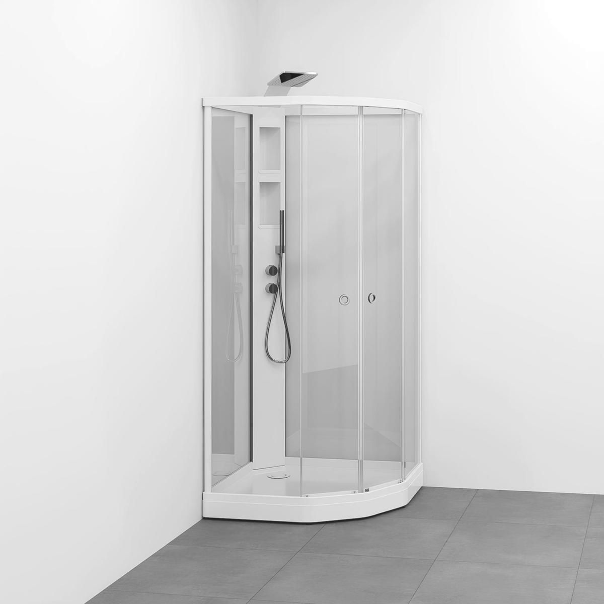 Duschkabin Flow kab Semi Med Blandare 81x91, Macro - MACRO DUSCHKABIN FLOW SEMI INFBL 81X91 V KL