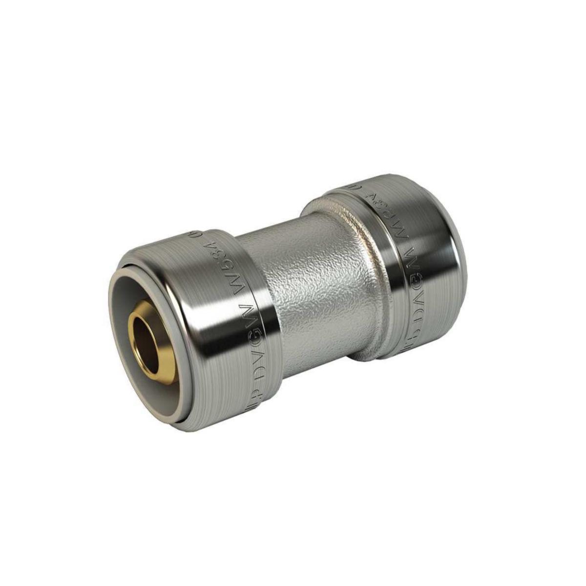 Straight coupling PushFit chrome, LK - PUSHFIT STRAIGHT COUPLING AX20 LK