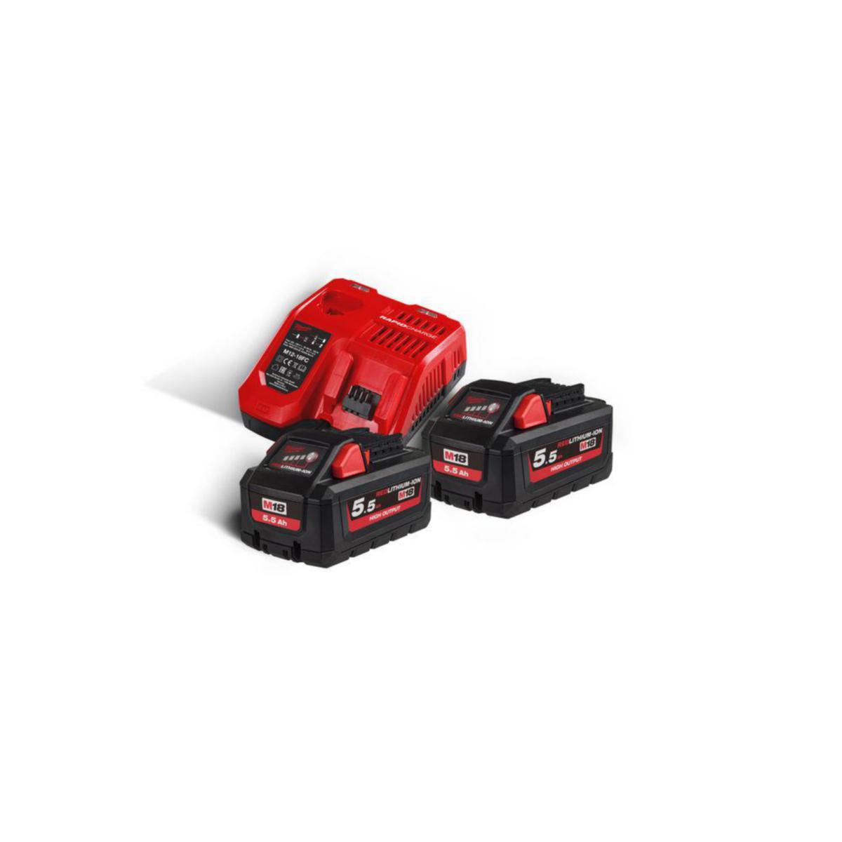 Battery Kit Milwaukee M18 HNRG-552 - BATTERY KIT MILWAUKEE M18 HNRG-552 2X5.5AH &CHARGER