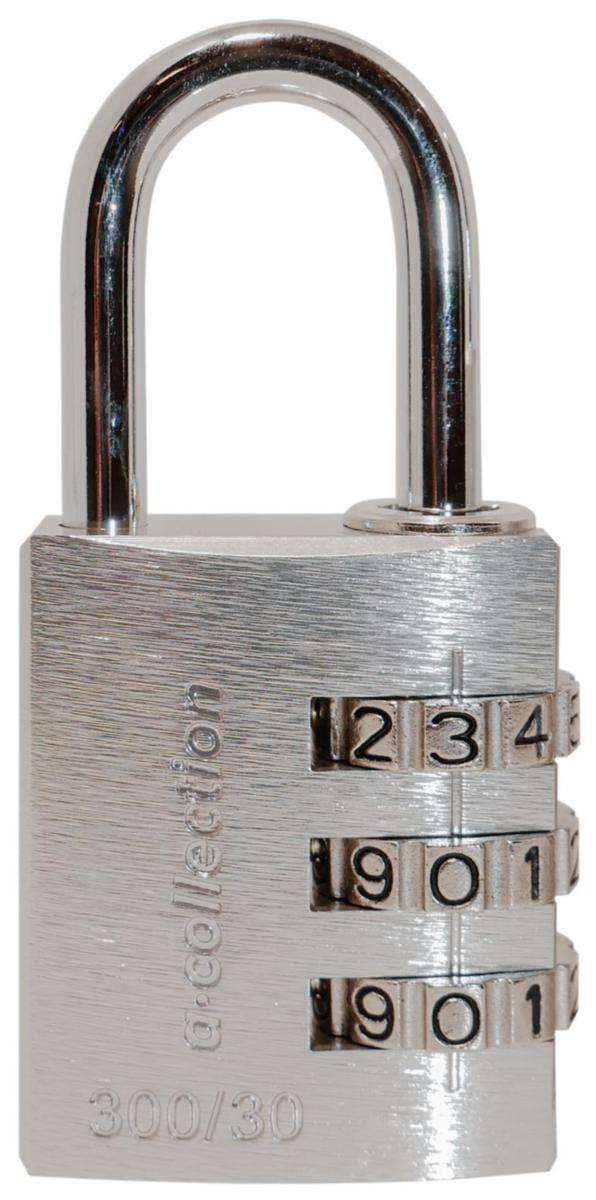 Kombinationshänglås a-collection 300/30 - HÄNGLÅS KOMB. A-COLL 300/30 KOMBINATIONSLÅS 30 MM SILVER
