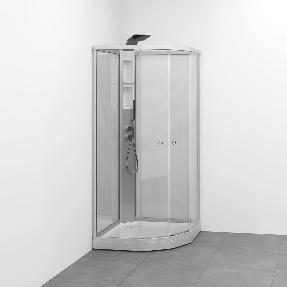 Duschkabin Flow kab Semi Med Blandare 91x91, Macro - MACRO DUSCHKABIN FLOW SEMI INFBL 91X91 S ICV
