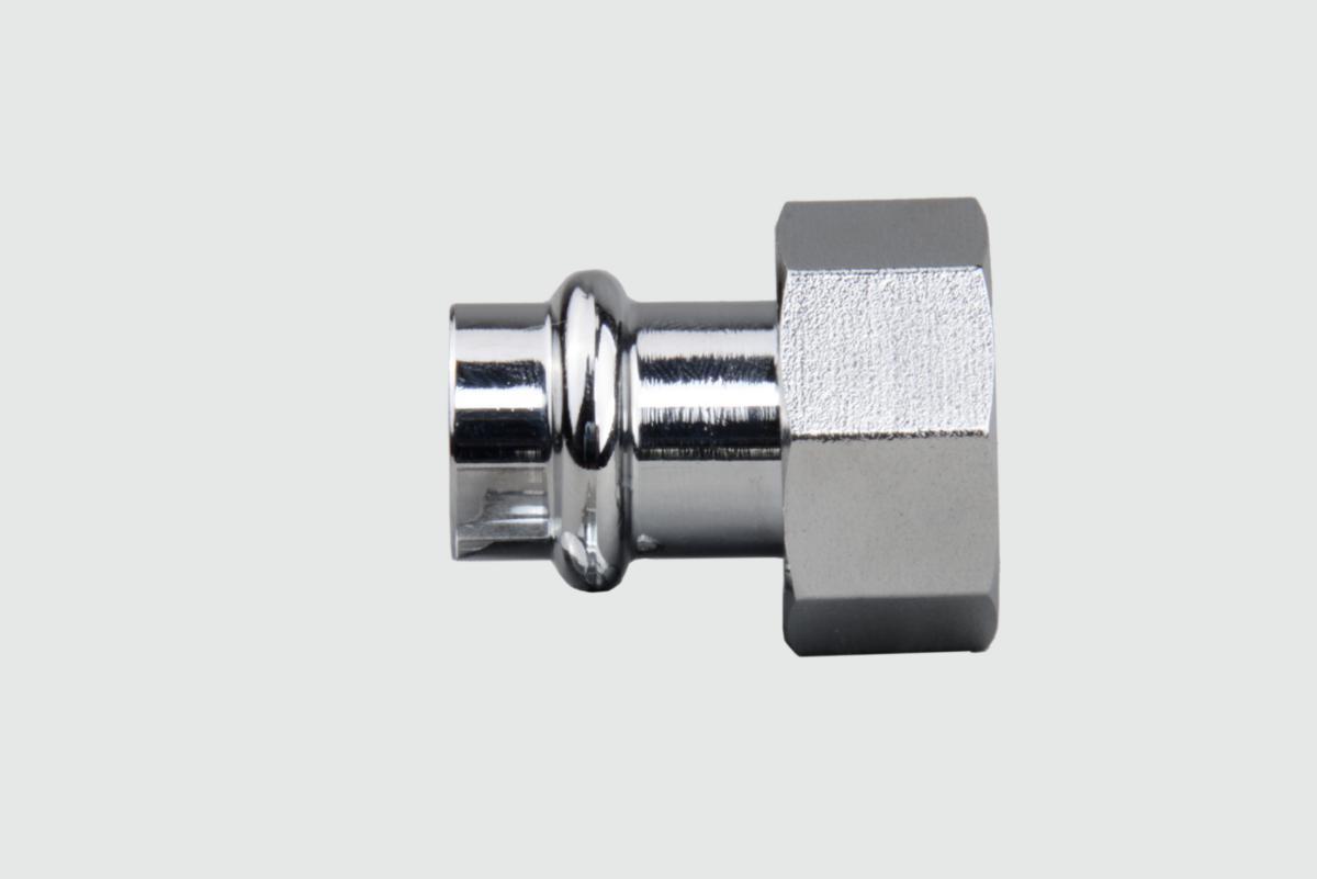 Union coupling with int thread / running nut chromed type V, A-press, a-collection - 15xR20 A-PRESS CU CHR.UN.COPUL TYPE V FEMALE THREAD