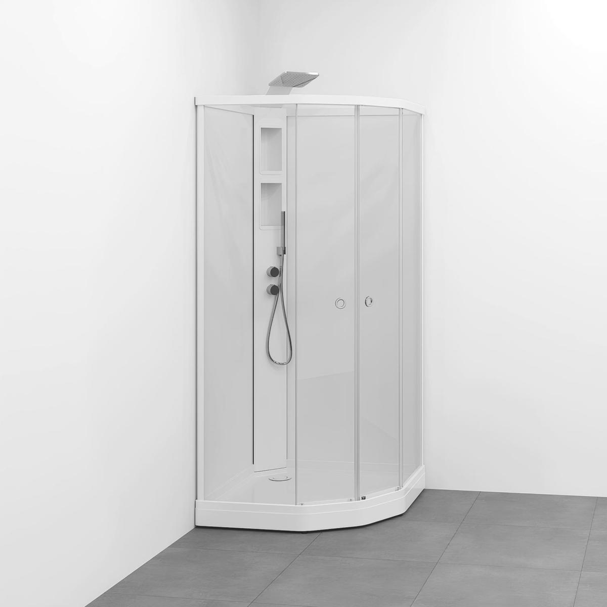Duschkabin Flow kab Semi Med Blandare 91x91, Macro - MACRO DUSCHKABIN FLOW SEMI INFBL 91X91 V KLV