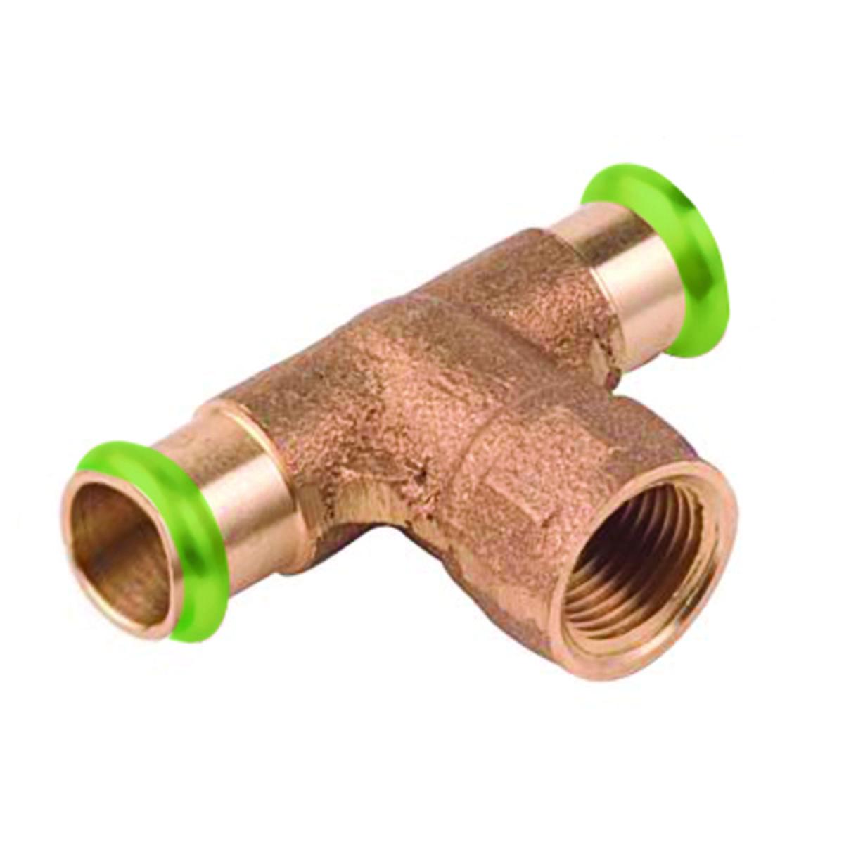 T-pipe brass with internal thread branch Type M copper, a-collection - 12R15 TEE CU M A-PRESS-FEMALE THREAD