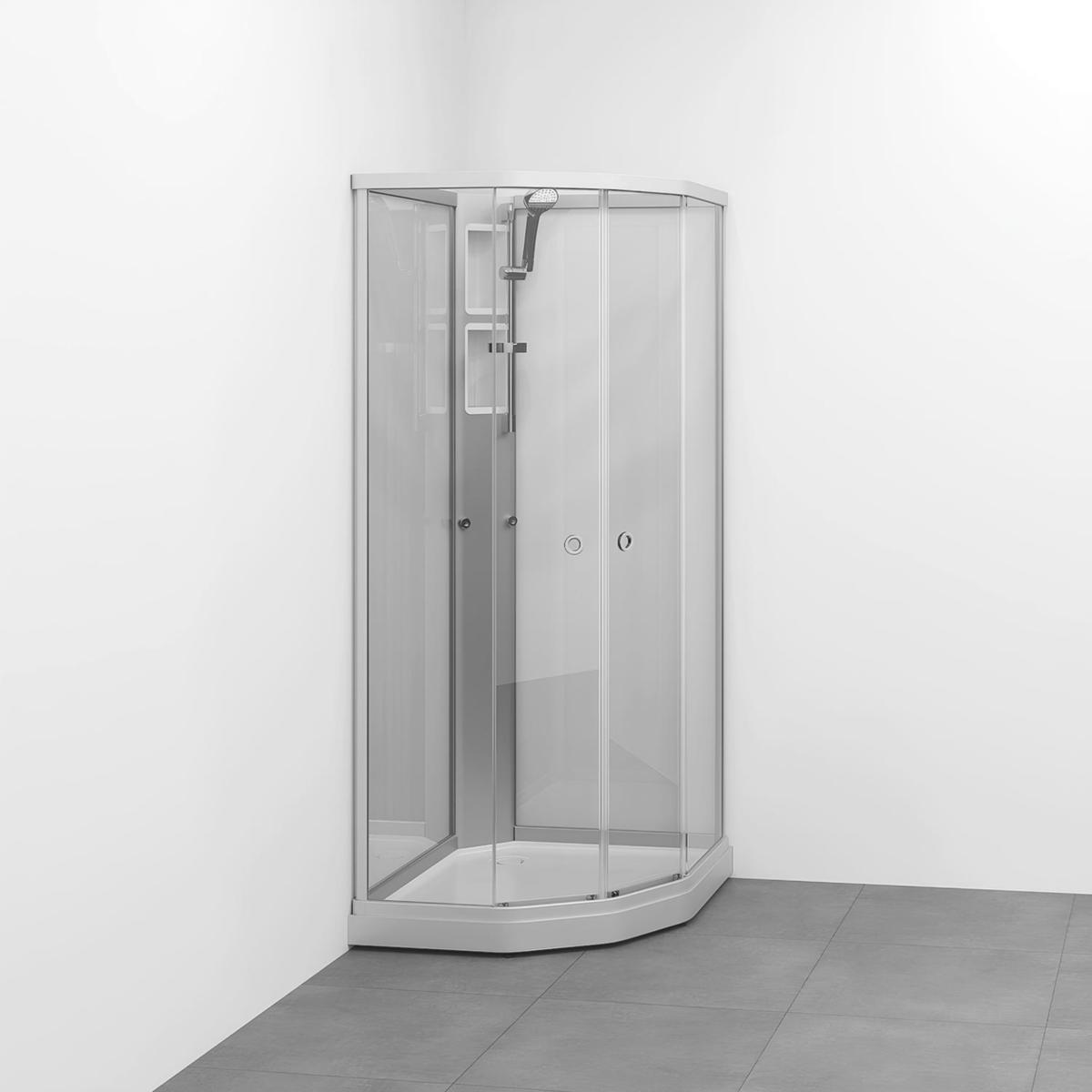 Duschkabin Flow kab Semi Utan Blandare 91x71, Macro - MACRO DUSCHKABIN FLOW SEMI UTPBL 91X71 S KL