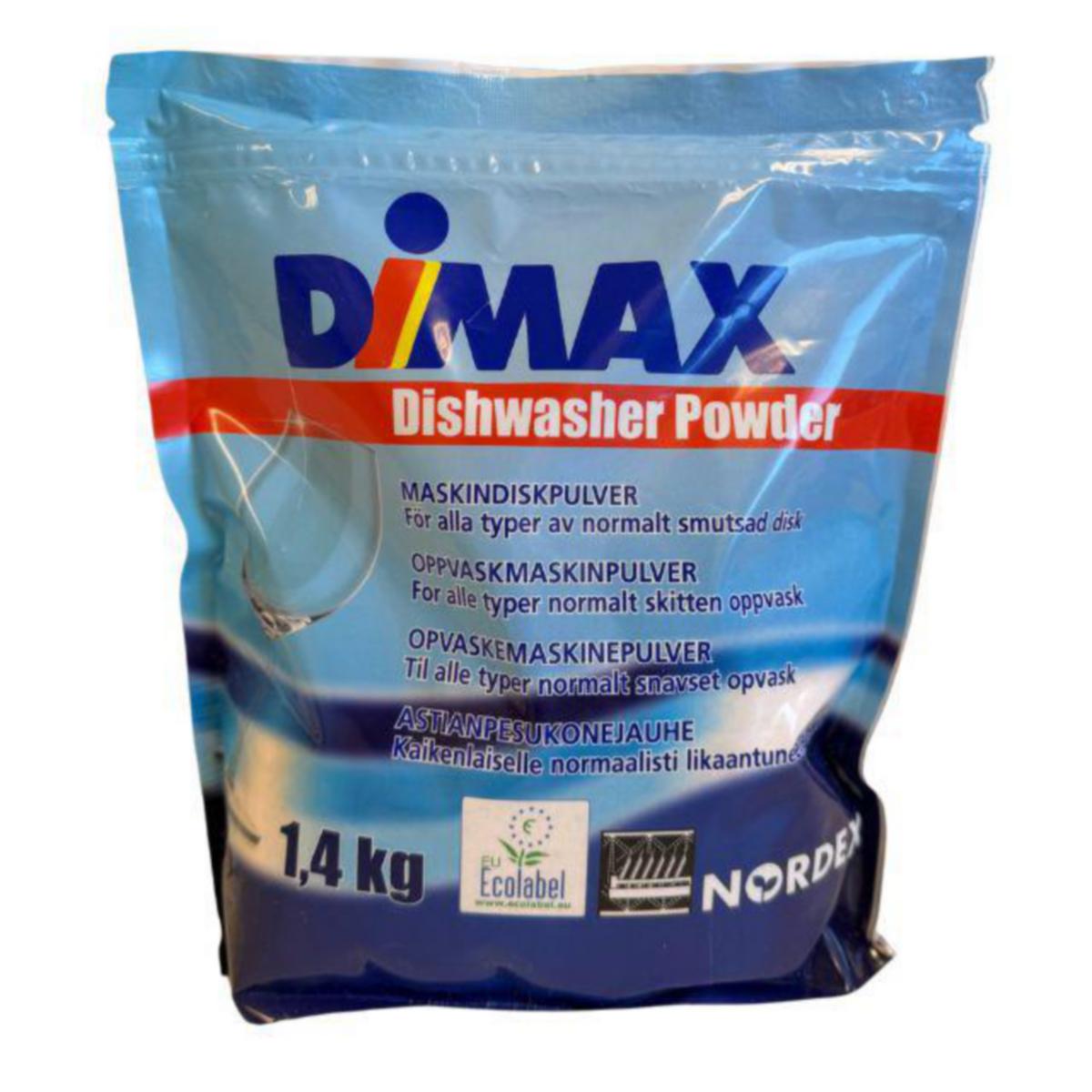 Maskindiskmedel Dimax Pulver - DIMAX MASKINDISK PULVER 1.4 KG LÅGSKUMMANDE MASKINDISKPULVER