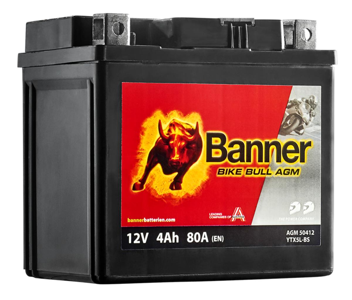 MC-batteri AGM Banner - MC-BATTERI AGM 12V 4AH BANNER YTX5LBS, 50412
