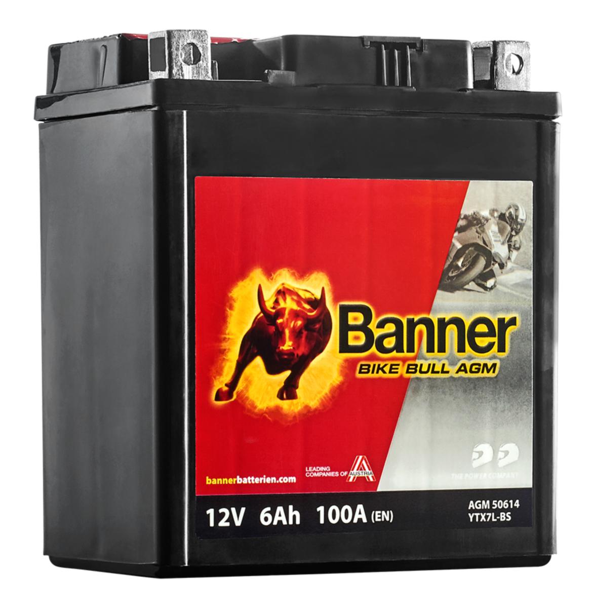 MC-batteri AGM Banner - MC-BATTERI AGM 12V 6AH BANNER YTX7LBS, 50614