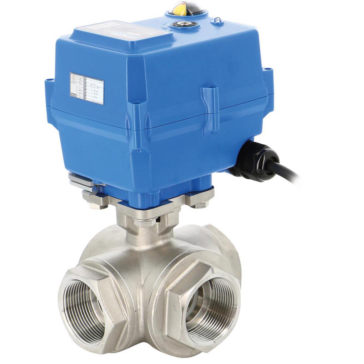 Elektrisk 3-vägs kulventil L & T borrad i rostfritt utförande PN63 Typ 780XS/781XS invändig gänga - KULVENTIL 781XS 2" BSP 3W-T PN63 CF8M/RTFE TCR-05N