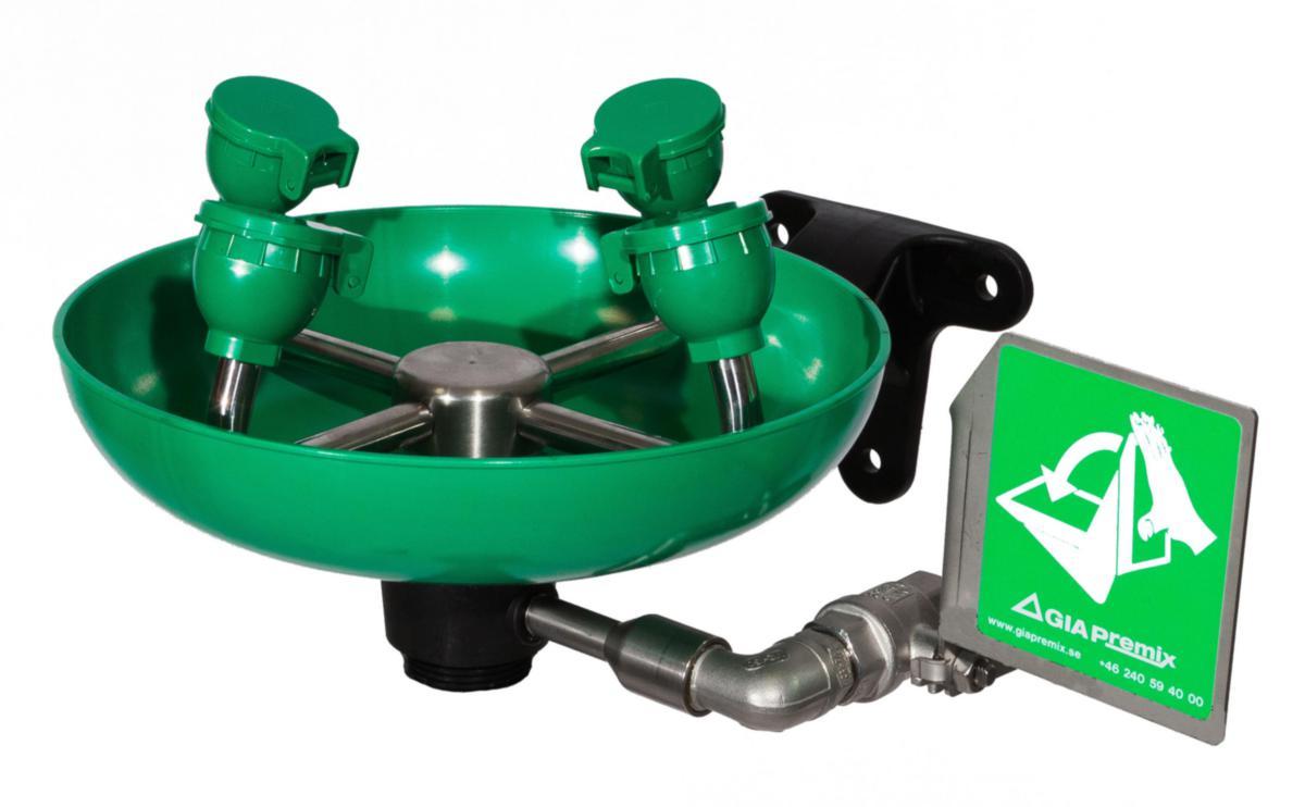Ögon/ansiktsdusch 3649, väggmodell, GIA Premix - GIA ÖGON/ANSIKTSDUSCH FÖR VÄGG MED PLASTSKÅL. 20LIT/MIN. DN15