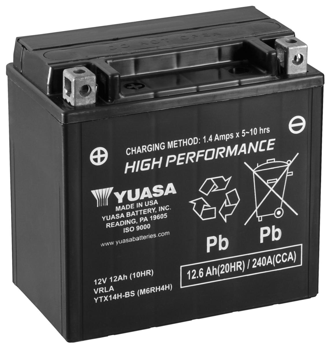 MC-batteri AGM hög effekt Yuasa - MC-BATTERI AGM 12V 12,6 AH YUASA HÖG EFFEKT YTX14H-BS