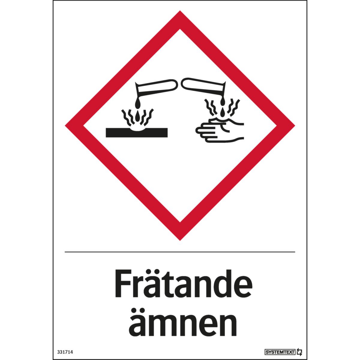 Kemisk märkningskyltar - FRÄTANDE ÄMNEN 210X297 MM HÅRDPLAST