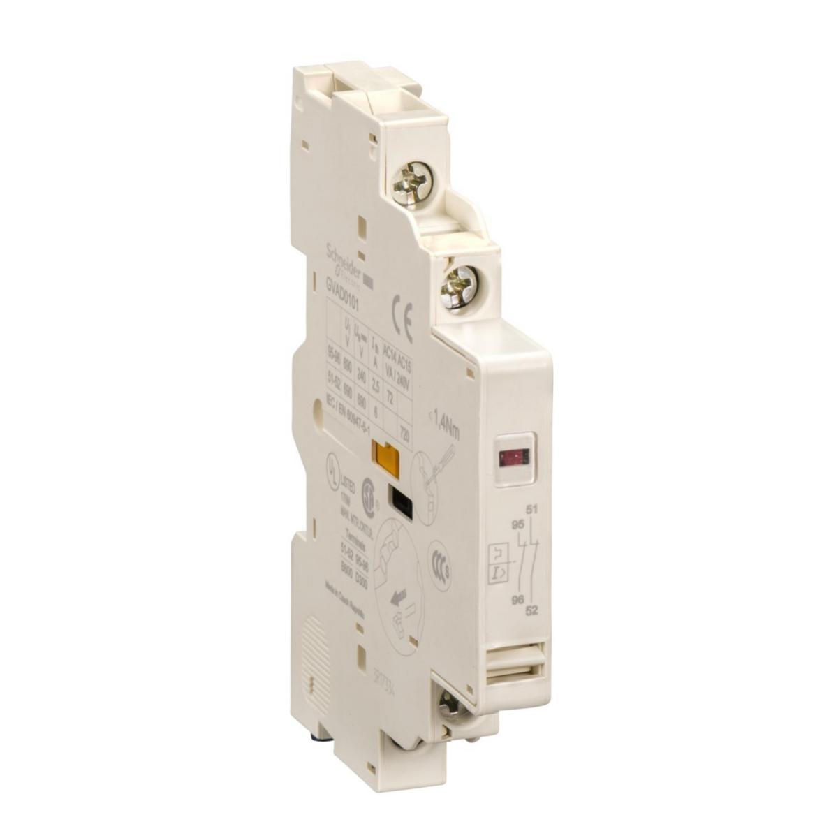 Signal and auxiliary switch block GV side-mounted - AUX.NC INST.+NC FAULT SIG GVAD1010