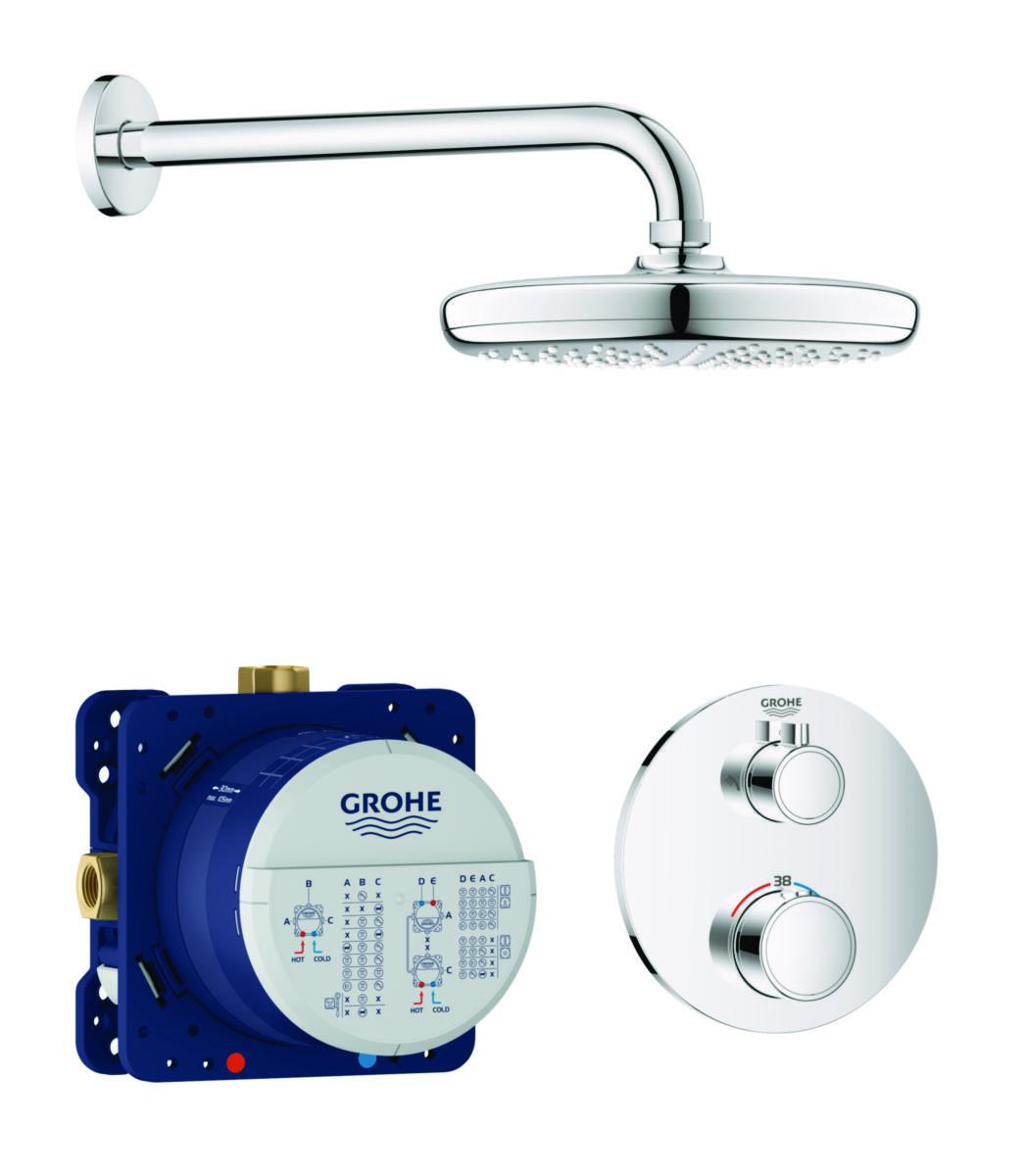 Duschsystem GRT Rund, Grohe - GROHE DUSCHSYSTEM TERM INB. GRT TERMOST.KPL DUSCH RUND+SET