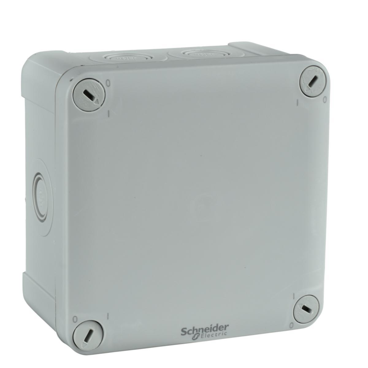 Junction box IP55 screw cover grey knockout, Schneider - MUREVA J-BOX 105X105X55 KNOUT ENN05085