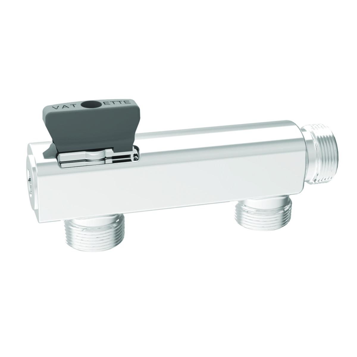 Väggfördelare V6 krom 2-rör för Vatette kopplingssystem - VATETTE VÄGGFÖRDELARE V6 2-RÖR DY15X INV G 3/8 MED KULV