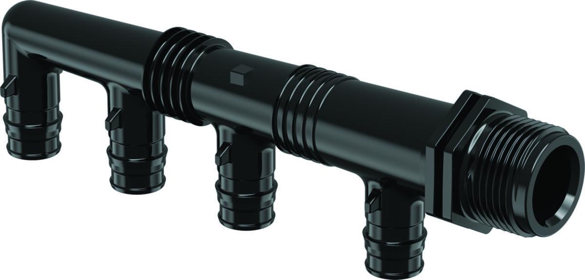 Fördelare Q&E Fördelare utv gäng PPSU, Uponor - Q&E FÖRDELARE UTV GÄNG PPSU G3/4"MT 4X16 C/C45+2X35MM. UPO