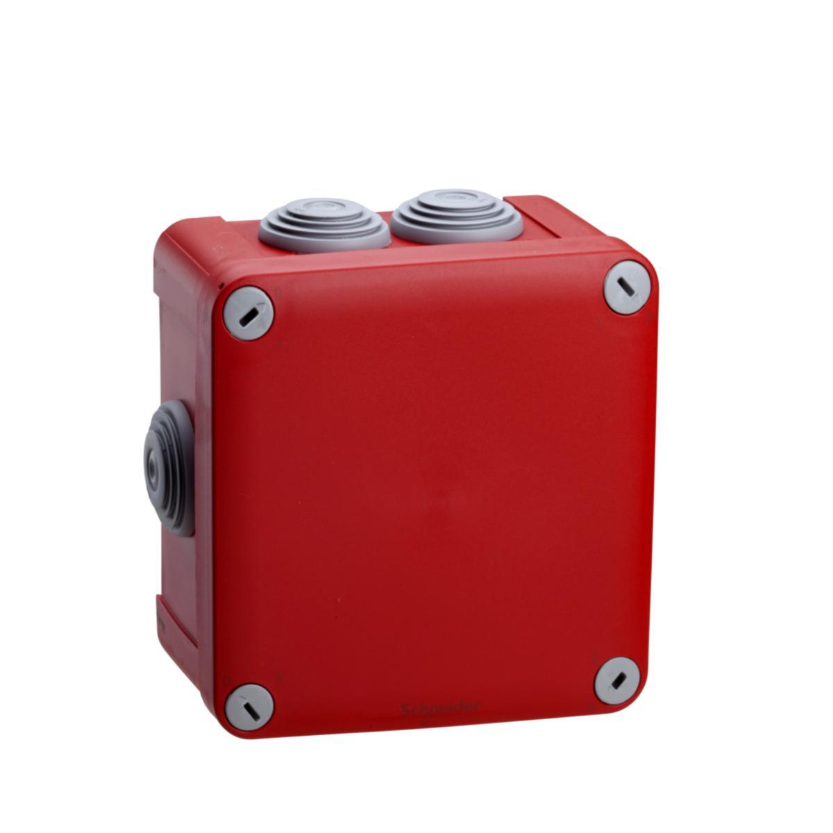 Junction box IP55 screw cover fire-proof 960° m. cable seals. Schneider - MUREVA FIRERES 105X105X55 RED ENN05165