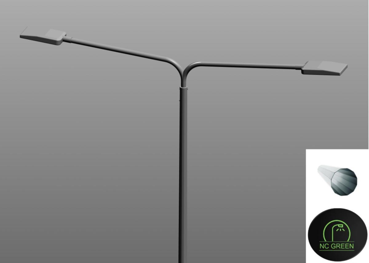 Stolpe eftergivlig HE S-serien, med böjd dubbelarm - STOLPE NC GREEN S80 D10 HE