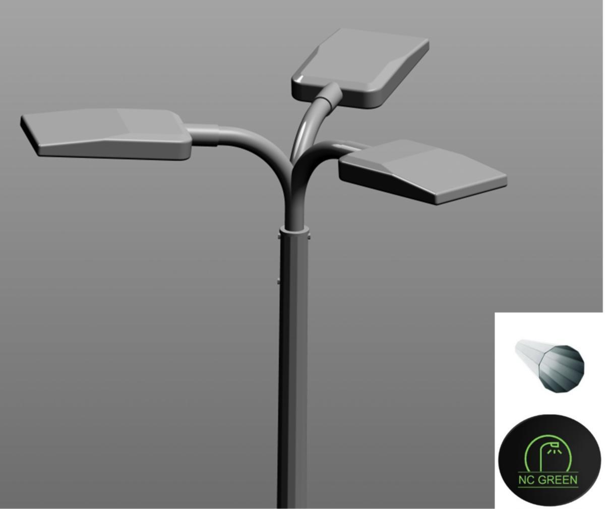 Stolpe eftergivlig EX-serien HE, med böjd trippelarm - STOLPE NC GREEN EX60 K3X0,5