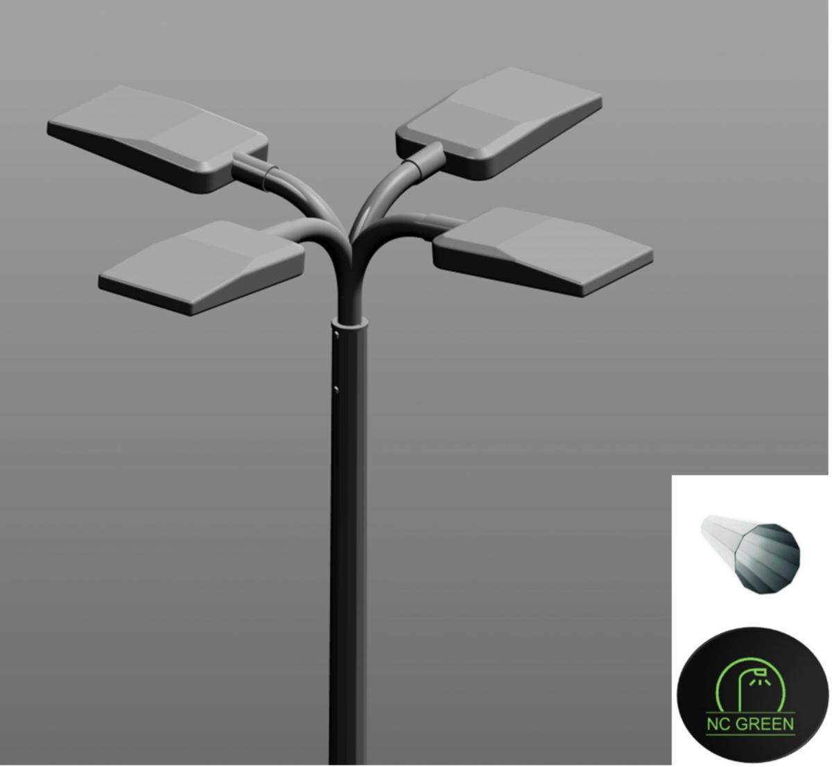 Stolpe eftergivlig EX-serien HE, med böjd 4-faldig arm - STOLPE NC GREEN EX60 K4X0,3